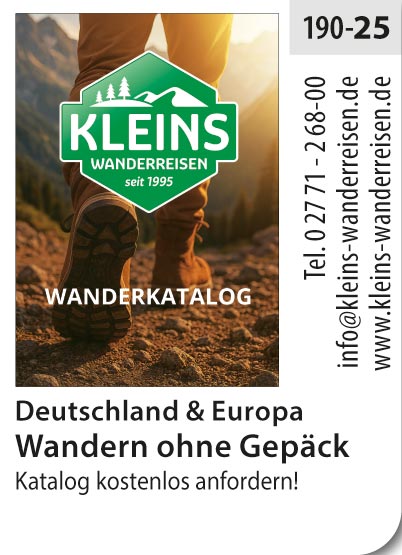 Kleins Wanderreisen – Wanderkatalog / Wandern ohne Gepäck